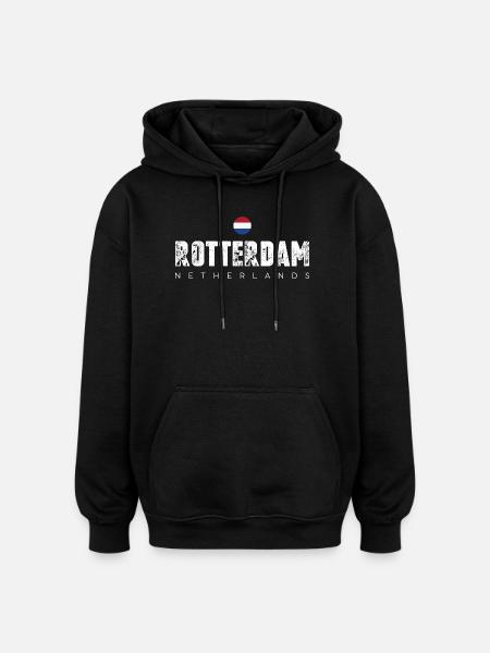 Rotterdam Bold City Emblem - Oversized Unisex Hoodie - black