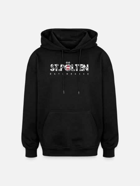 Distressed Text with Flag Orb - Oversized Unisex Hoodie - black