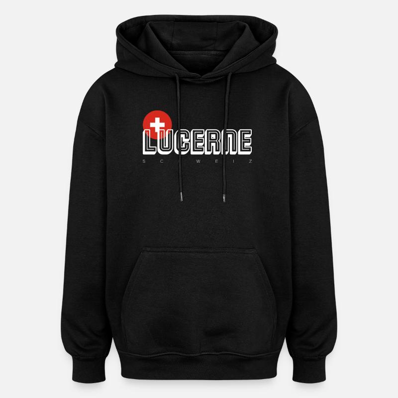 KONIZ Schweiz Flag Emblem - Oversized Unisex Hoodie - black