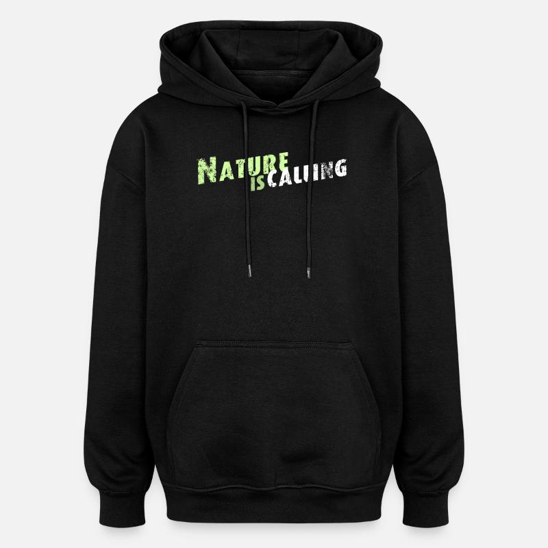 La nature appelle le lettrage - Sweat à capuche oversize unisexe - noir