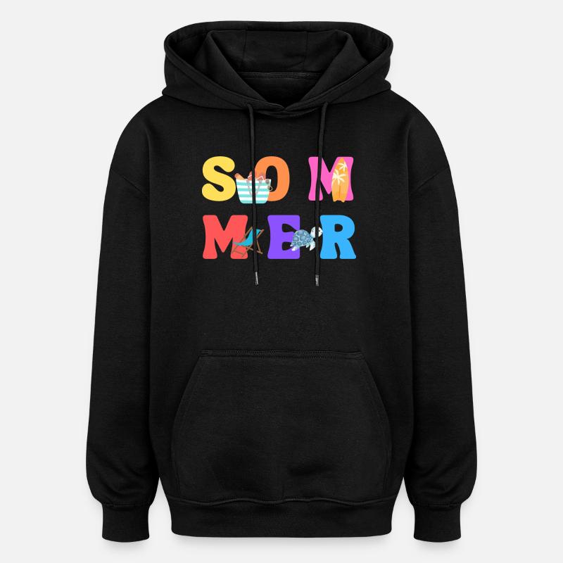 Été - Été - Amour d’été - Soleil - Sweat à capuche oversize unisexe - noir