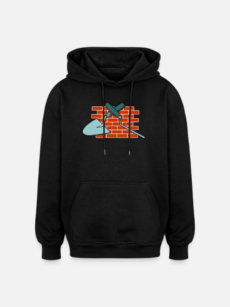 Mur A Joint Clou Et Truelle - Sweat à capuche oversize unisexe - noir