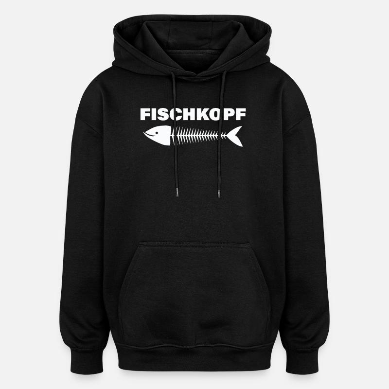FISCHKOPF - Oversized Unisex Hoodie - Schwarz