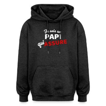 Selbstbewusster Ausdruck der Vaterschaft - Oversized Unisex Hoodie - Anthrazit - Vorne - Noah (186cm)