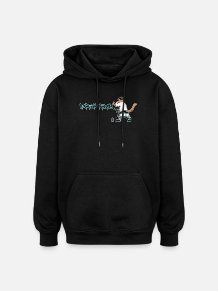 Cat Graffiti Dogs Suck - Oversized Unisex Hoodie - black