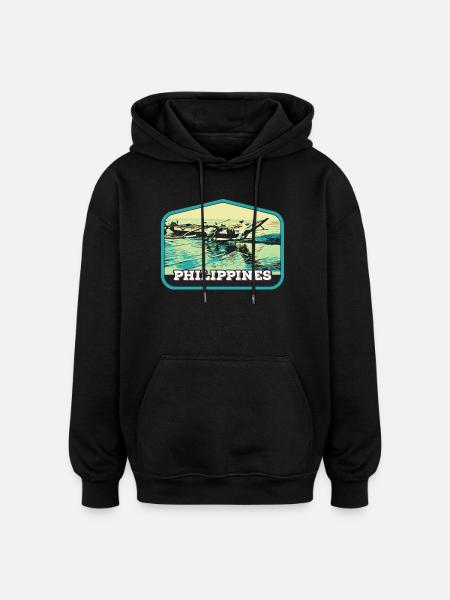 Pêche authentique aux Philippines - Sweat à capuche oversize unisexe - noir