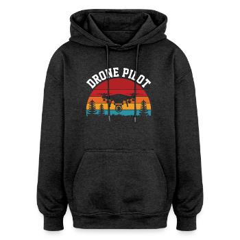 Pilote de drone - Sweat à capuche oversize unisexe - charbon - Devant - Noah (186cm)
