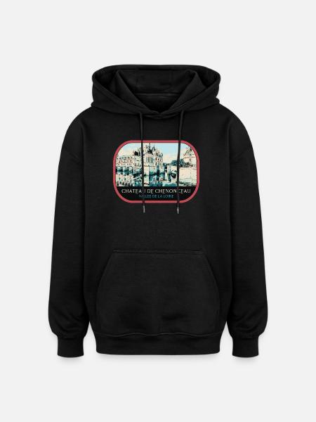 Illustration Château Chenonceau, Loire Valley - Oversized Unisex Hoodie - black
