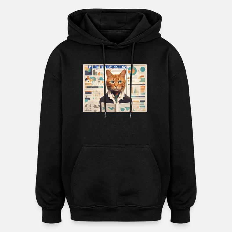 Infografik Katze - Oversized Unisex Hoodie - Schwarz