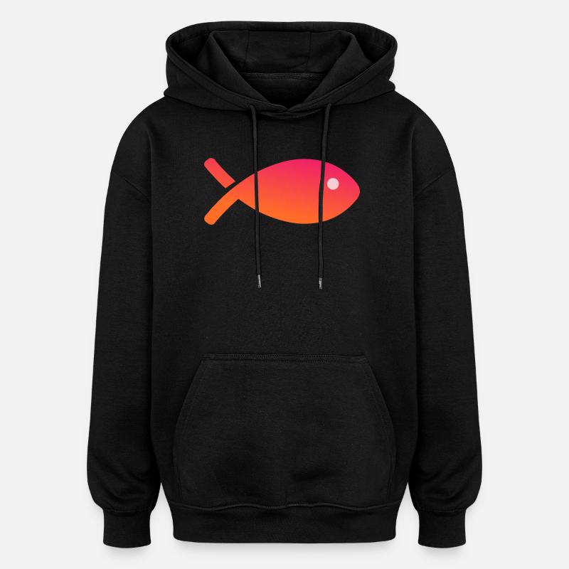 POISSON. POISSON D'AVRIL - Sweat à capuche oversize unisexe - noir
