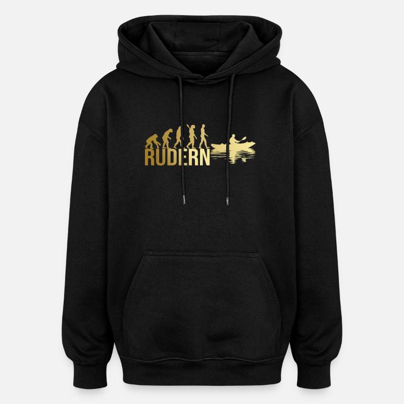 Evolution Rudern - Oversized Unisex Hoodie - Schwarz