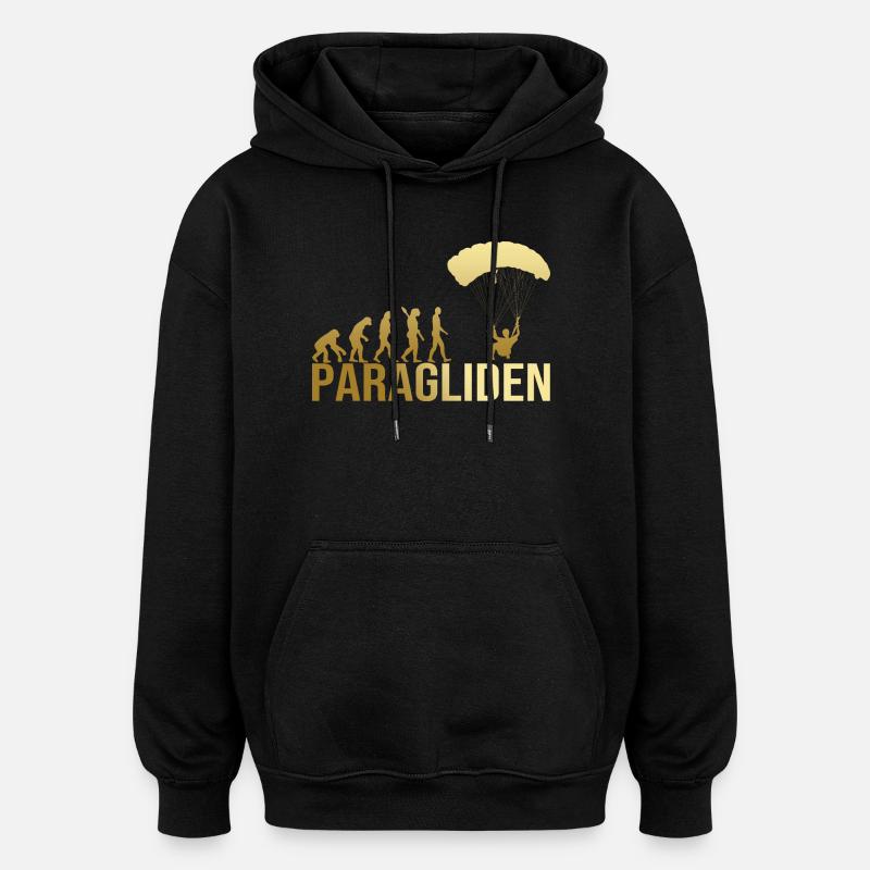 Evolution Paragliden - Oversized Unisex Hoodie - Schwarz
