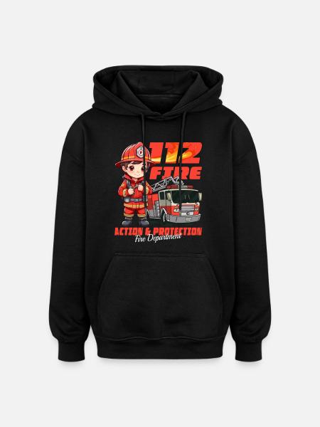 Little Firefighter - Oversized Unisex Hoodie - black