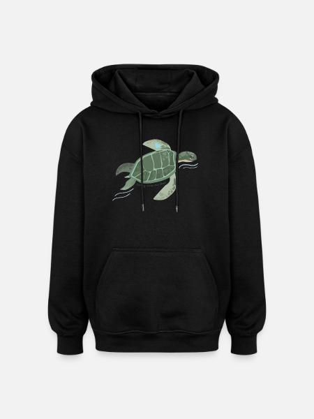 Heart Turtle: River of Tranquility - Oversized Unisex Hoodie - black