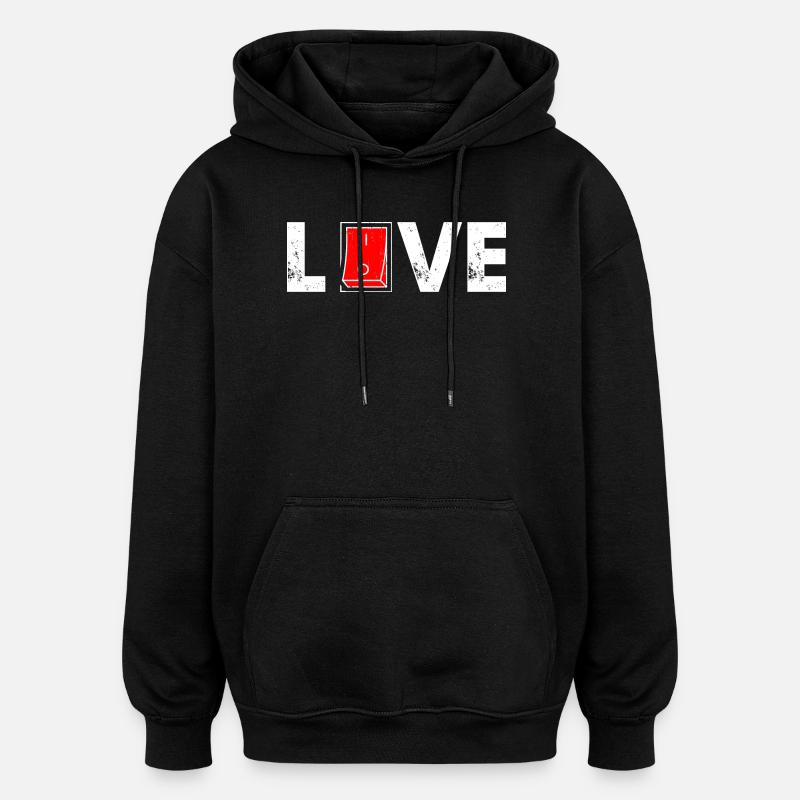 Carte d’amour Icône rouge audacieuse - Sweat à capuche oversize unisexe - noir