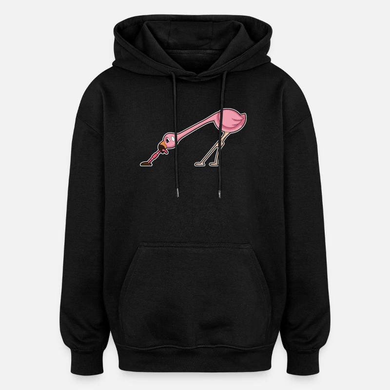 Ver flamant rose - Sweat à capuche oversize unisexe - noir