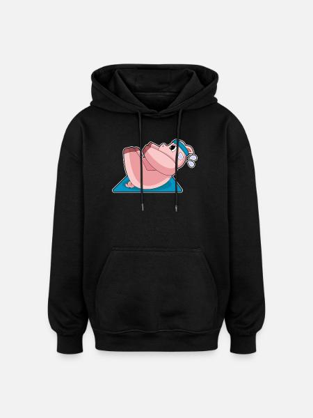 Pig Abdominal Workout Bodybuilding - Oversized Unisex Hoodie - black