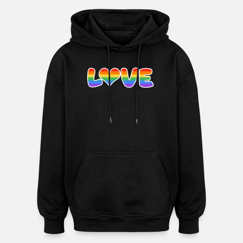 RegenbogenLiebe Schriftzug - Oversized Unisex Hoodie - Schwarz