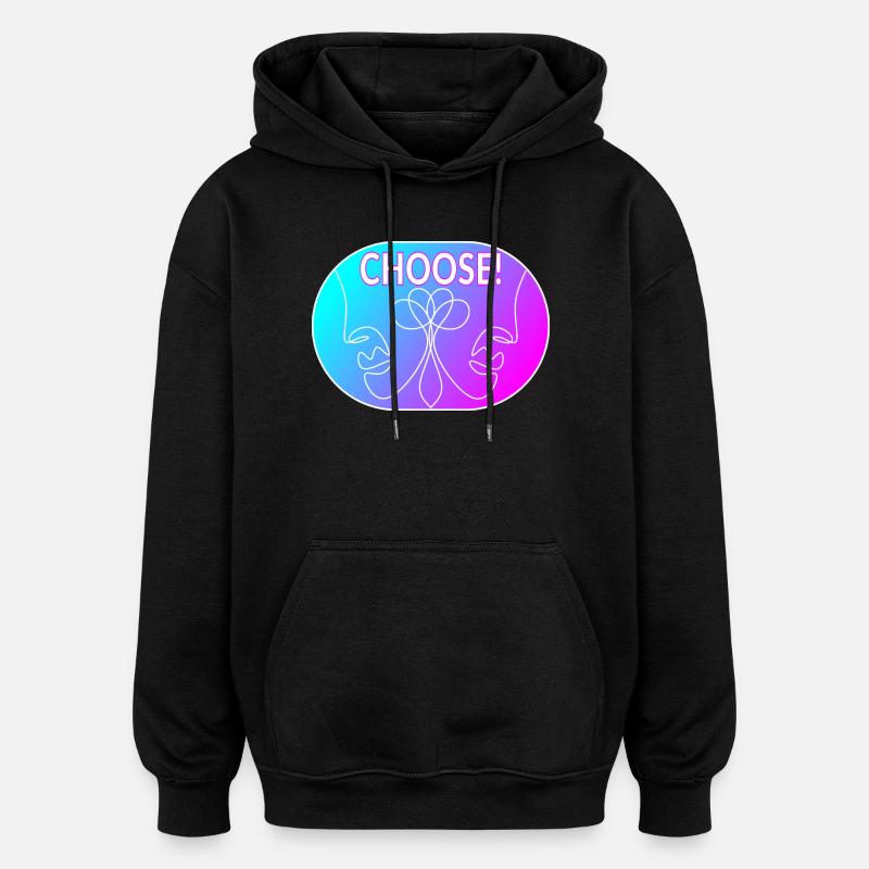 Dessin au trait - Choisir - Sweat à capuche oversize unisexe - noir
