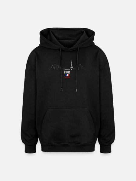 Paris Skyline Line Art - Oversized Unisex Hoodie - black