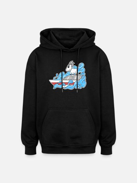 Goat Boat Funny Waves - Oversized Unisex Hoodie - black