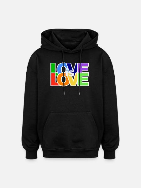 Farbenfrohes Love-Statement - Oversized Unisex Hoodie - Schwarz
