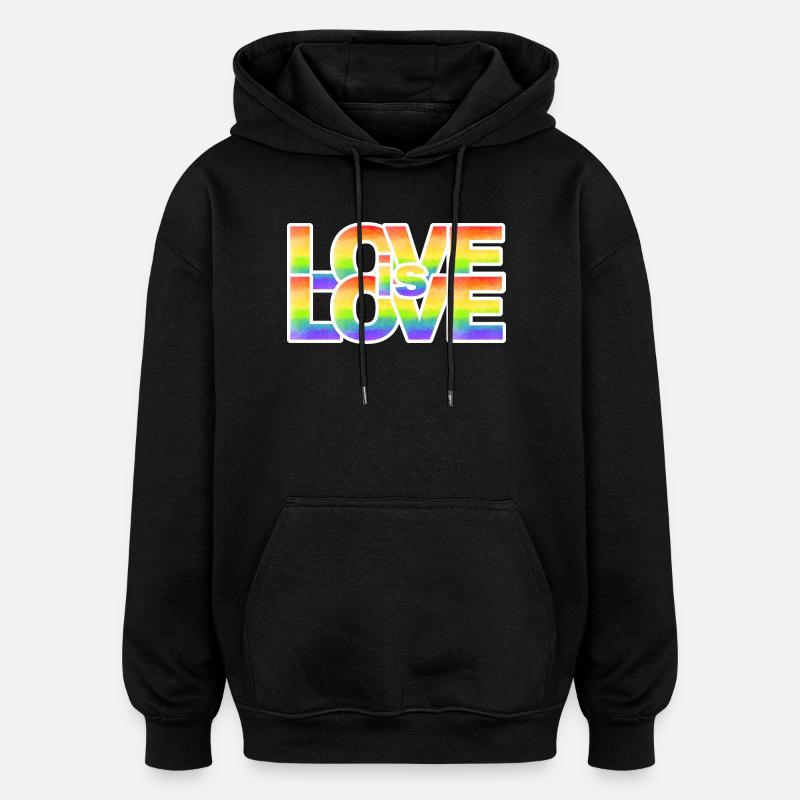 Regenbogen Liebe Schriftzug - Oversized Unisex Hoodie - Schwarz