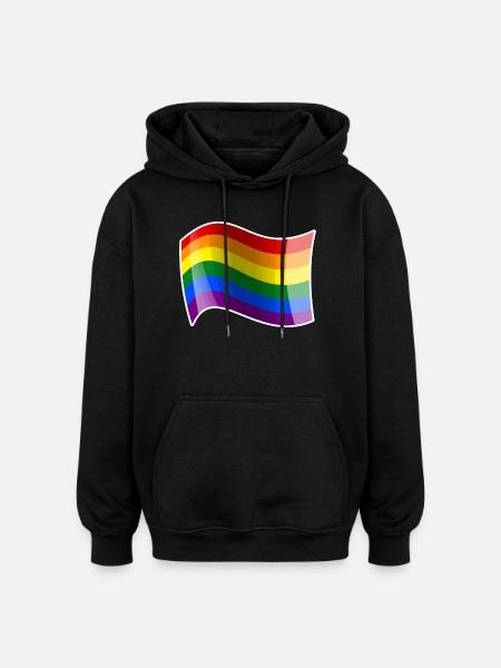 Rainbow Wave Energy Shimmer - Oversized Unisex Hoodie - black