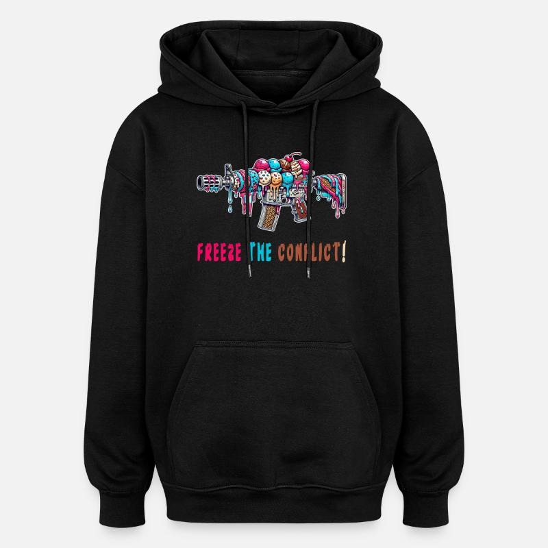 Crème glacée Conflict Freeze - Sweat à capuche oversize unisexe - noir