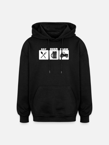 EAT, DRINK, FARM ... farmer basic needs - Oversized Unisex Hoodie - black
