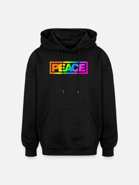 Typo PEACE Rainbowcolours - Oversized Unisex Hoodie - black