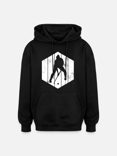 Hockey Player Sketch - Oversized Unisex Hoodie - black