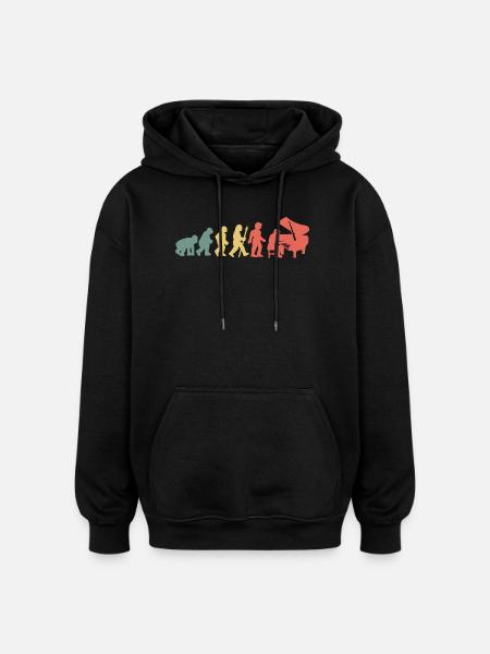 Klavierspieler Pianist Evolution - Oversized Unisex Hoodie - Schwarz