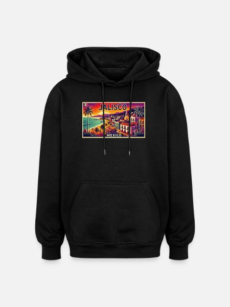 Jalisco Mexico beach palm design - Oversized Unisex Hoodie - black