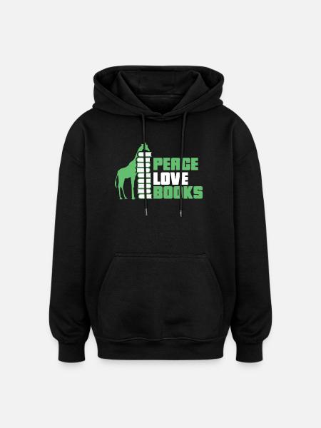 Reading Books Book Giraffe - Oversized Unisex Hoodie - black