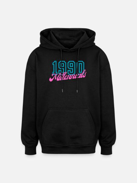 Retro 1990 Millennial Digital Style Design - Oversized Unisex Hoodie - black