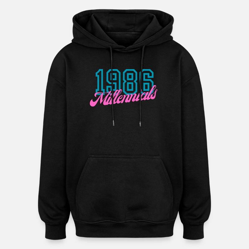 1986 Millennials Retro Numerisches Design - Oversized Unisex Hoodie - Schwarz