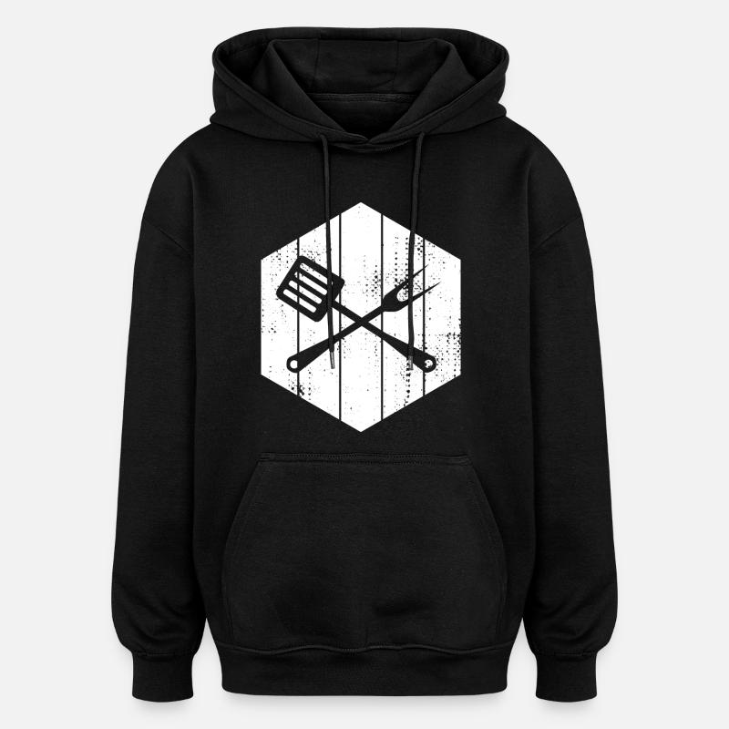 Kochlöffel und Gabel - Oversized Unisex Hoodie - Schwarz