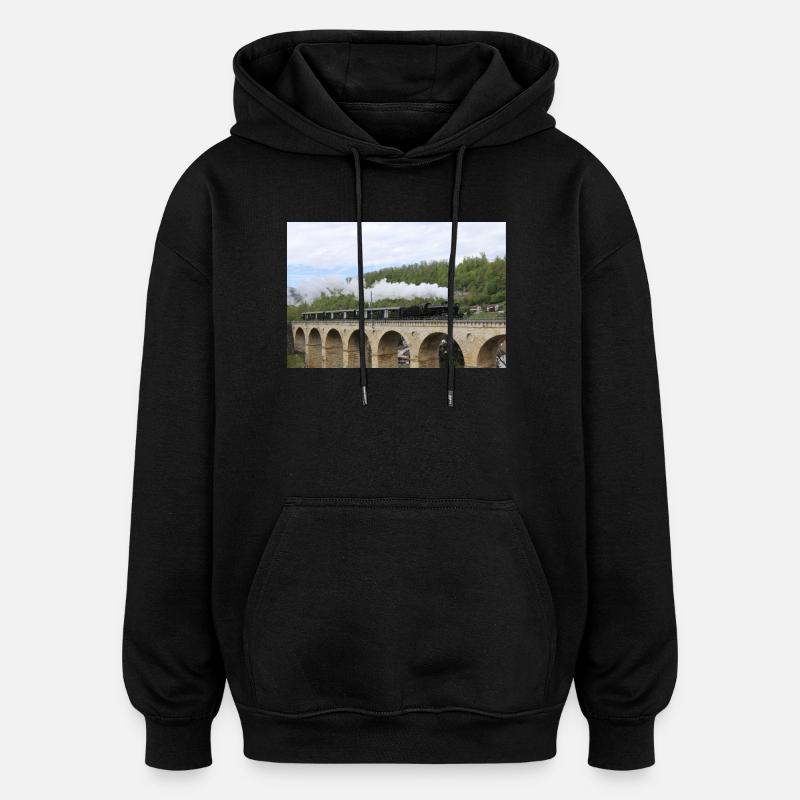 Locomotive CFF sur viaduc - Sweat à capuche oversize unisexe - noir