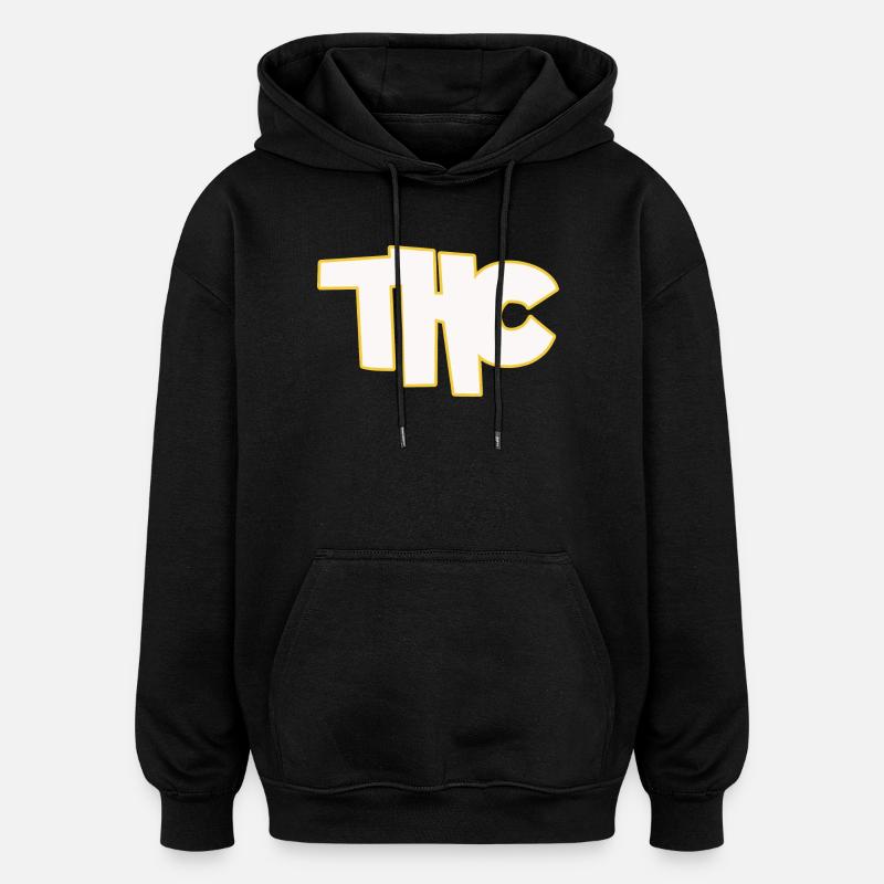 THC - Sweat à capuche oversize unisexe - noir