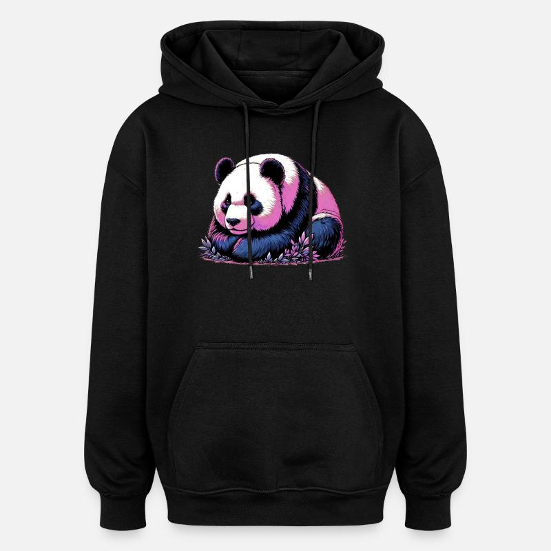 Panda - Sweat à capuche oversize unisexe - noir