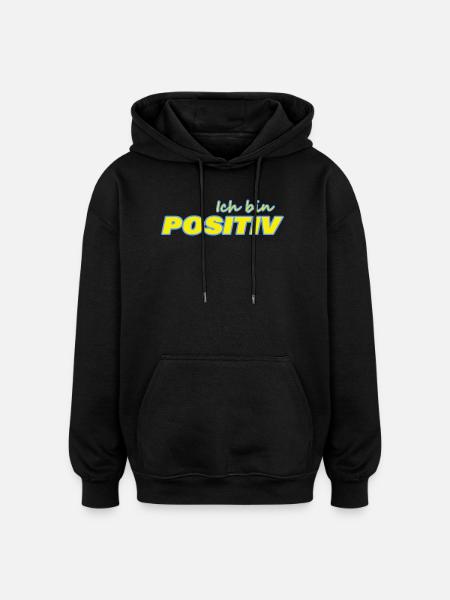 POSITIF - Sweat à capuche oversize unisexe - noir