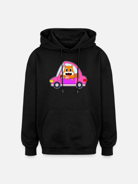 Hamster Car - Oversized Unisex Hoodie - black