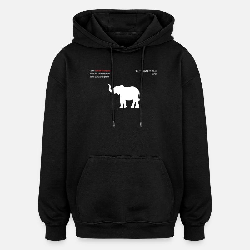 Éléphant - Sweat à capuche oversize unisexe - noir