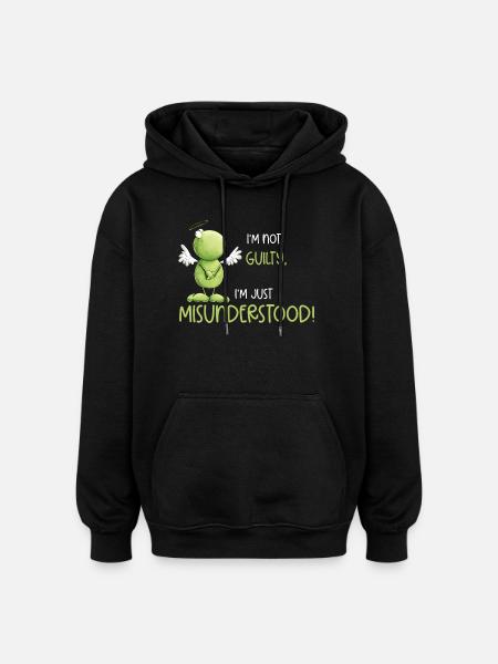 Frog Angel Innocence Misunderstanding - Oversized Unisex Hoodie - black