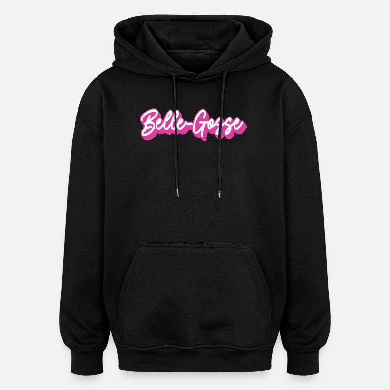 Belle Gosse Script Rose - Sweat à capuche oversize unisexe - noir