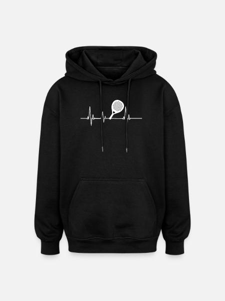 Padel Heartbeat Racket White Design - Oversized Unisex Hoodie - black
