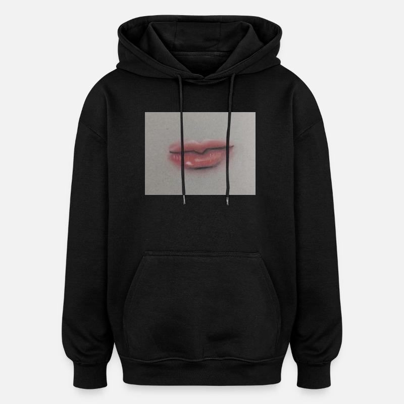 Expressive Lippenkunst auf Graufolie - Oversized Unisex Hoodie - Schwarz