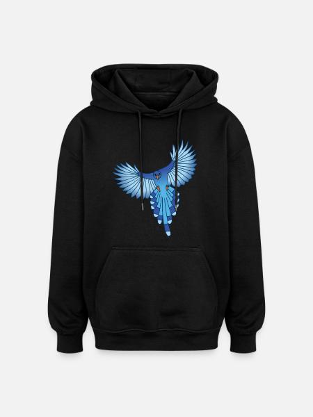 The Flight of the Blue Bird - Oversized Unisex Hoodie - black