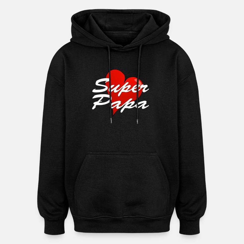 SUPER PAPA - Oversized Unisex Hoodie - Schwarz